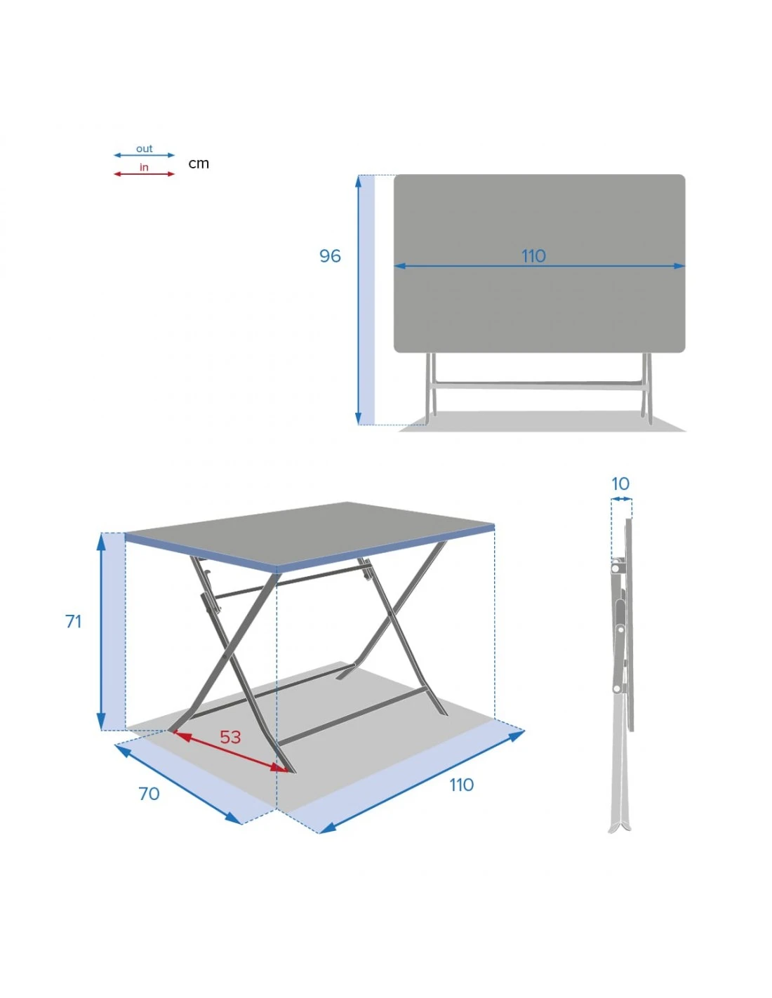 Table De Jardin Rectangle Greensboro Pliante 4 Places - Jade 4 Table De Jardin Rectangle Greensboro Pliante 4 Places - Jade – Image 4