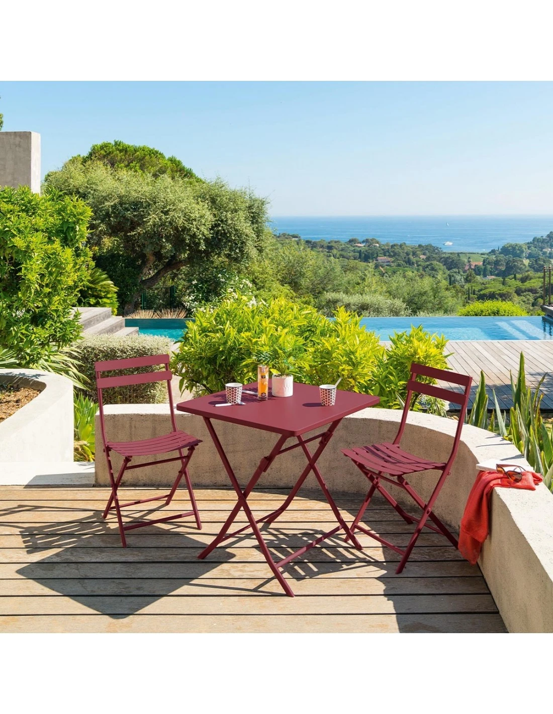 Table Pliante Carrée Greensboro 2 Places - Bordeaux 2 Table Pliante Carrée Greensboro 2 Places - Bordeaux – Image 2