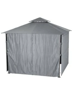 Tonnelle Avec Auvent Amalya 3x3m - Acier Traité époxy, Polyester Ardoise -Extérieur Meubles Magasin tonnelle avec auvent amalya 3x3m acier traite epoxy polyester ardoise 4