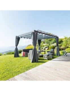 Tonnelle Belize 3 X 3.8 M - Aluminium Graphite Et Polycarbonate