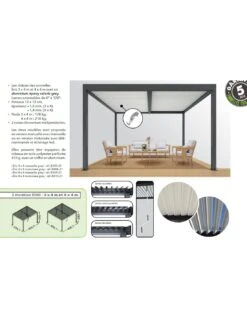 Tonnelle Bioclimatique Eris Motorisé 4x4m En Aluminium Grey Blanc -Extérieur Meubles Magasin tonnelle bioclimatique eris motorise 4x4m en aluminium grey blanc 1