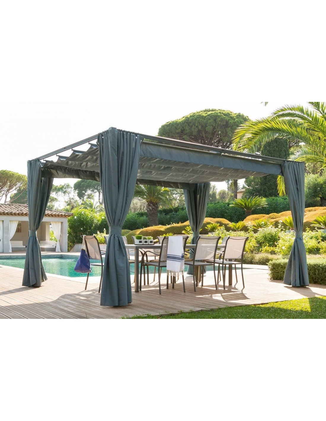 Tonnelle De Jardin Palmeira Ardoise 3 X 4 M - Toit Rétractable 1 Tonnelle De Jardin Palmeira Ardoise 3 X 4 M - Toit Rétractable