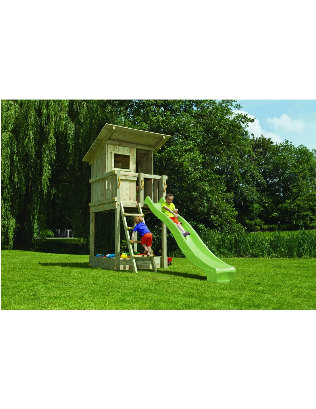 Tour De Jeux Beach Hut+toboggan Vert Pomme Au Choix 1 Tour De Jeux Beach Hut+toboggan Vert Pomme Au Choix