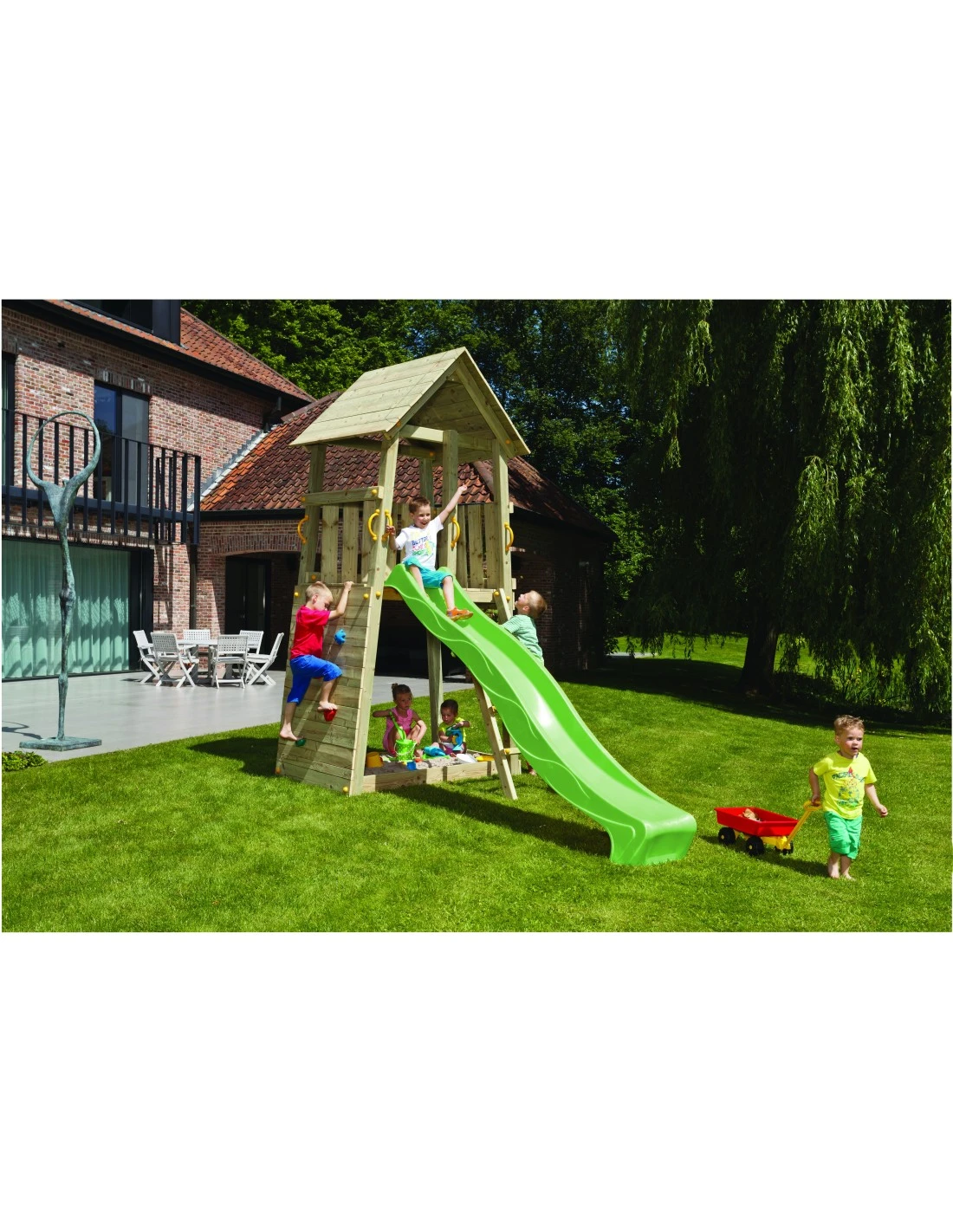 Tour De Jeux Belvédère+toboggan Vert Pomme Au Choix 1 Tour De Jeux Belvédère+toboggan Vert Pomme Au Choix