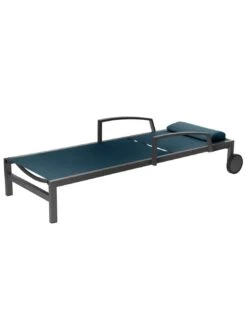 Transat De Jardin Ocala 4 Positions Aluminium Et Texaline - Graphite / Bleu Canard -Extérieur Meubles Magasin transat de jardin ocala 4 positions aluminium et texaline 2