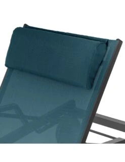 Transat De Jardin Ocala 4 Positions Aluminium Et Texaline - Graphite / Bleu Canard -Extérieur Meubles Magasin transat de jardin ocala 4 positions aluminium et texaline 3